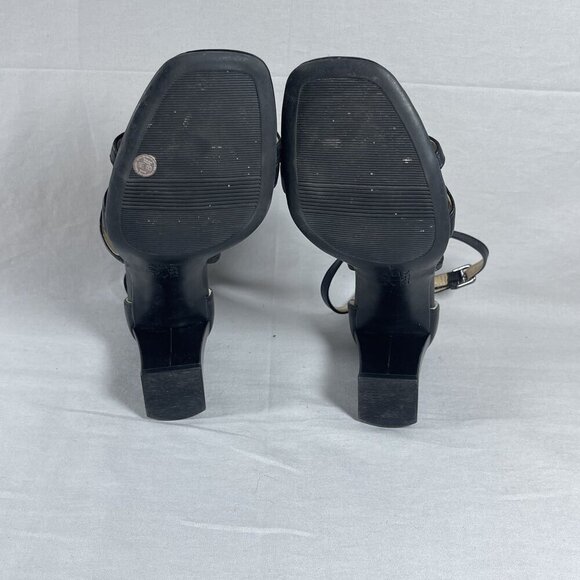 Naturalizer Tiff WOmen's Black Leather Block Heel Ankle Strap Sandal Size 5 - Picture 6 of 7